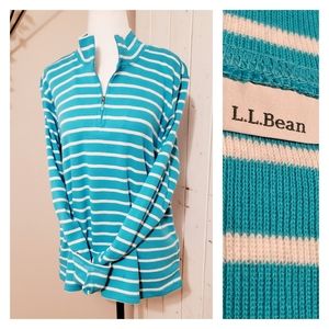 L.L.BEAN | VINTAGE 3/4 ZIP COTTON STRIPE PULLOVER